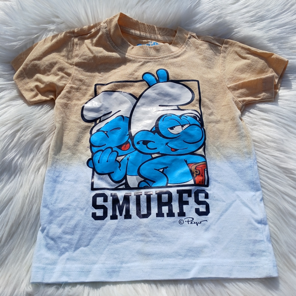 The Smurfs size 4T Graphic Tee Shirt T-shirt Top Brainy Smurf Colorblock Toddler